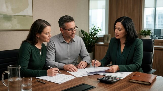 Financial Meeting With Advisor Professionals Discussing Documents