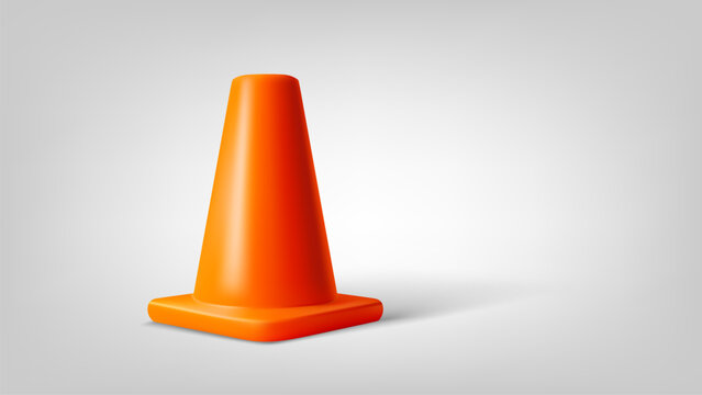 Orange Safety Road Parking Cone isolated on white background. 3d vector illustration