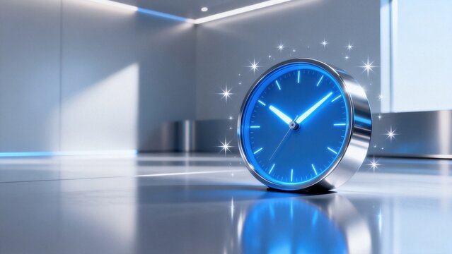 Modern blue clock in sleek room