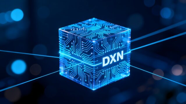 Cubic circuit board with DXN text