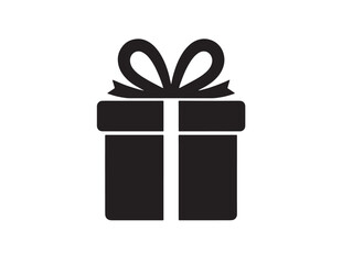 Black gift box vector icon, a simple present symbol with a tied ribbon bow, ideal for holiday promotions, e-commerce, and celebration designs © Prodeep