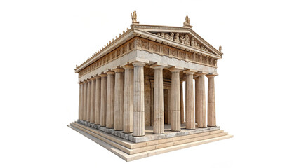 Obraz premium White marble sculpture model of the ancient greek Parthenon temple isolated on transparent background cut out
