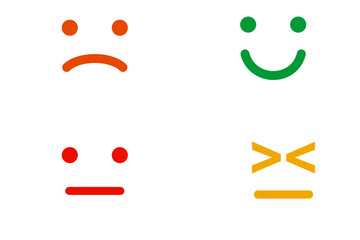 Fototapeta premium Set of emotional face icons showing happy sad neutral and confused expressions on simple background