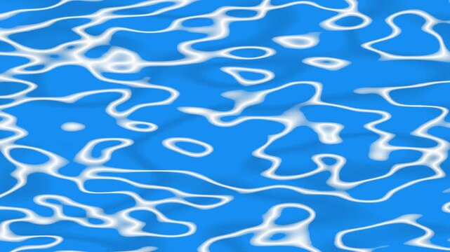 Pure blue cartoon water with light reflections and caustics on the surface, cartoon water surface light reflection, summer, Water animation video, water of sea animation video, 4k loop