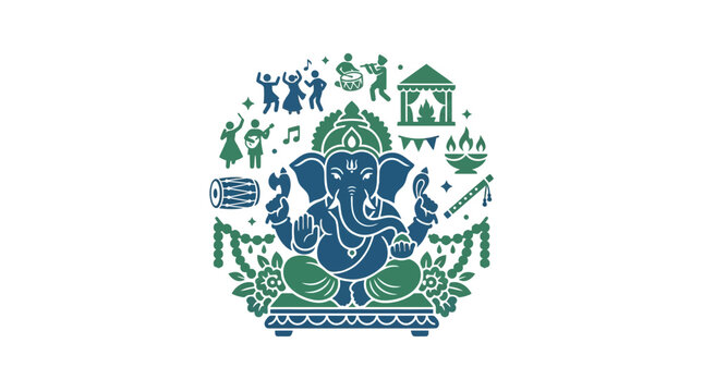 Lord Ganesha Illustration for Ganesh Chaturthi Festival Celebration