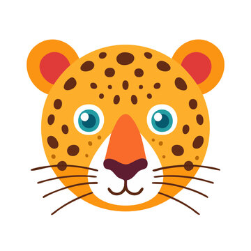 Flat Design Leopard Face Illustration