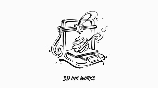 3D printer logo with text 3D Ink Works.