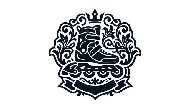 Ornate shield emblem with an inline skate.