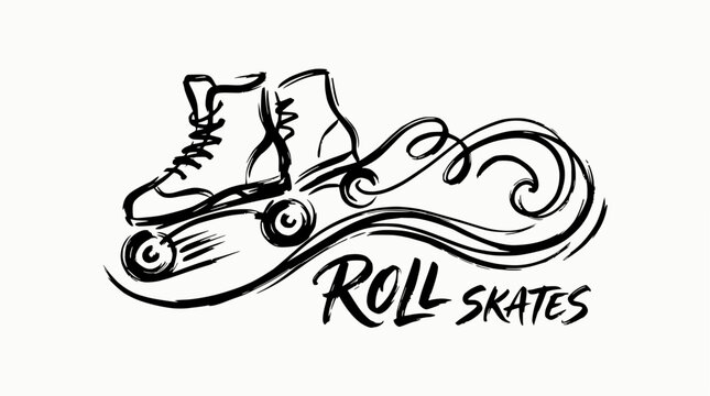 Quad roller skate illustration with motion lines.