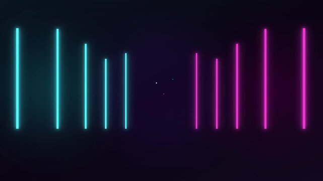 Colorful audio equalizer bars animation with neon sound visualization on dark backdrop