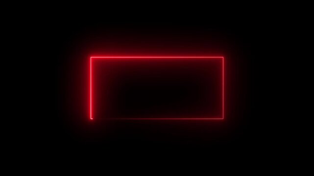 Glowing red neon rectangle frame animation with smooth light border effect