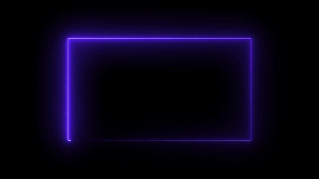 Neon purple glowing rectangular frame border with smooth animated light effect rectangle