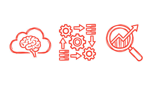 Cloud computing and data analysis concept illustration with analysis magnifying strategy computing technology information intelligence analytics business innovation connection optimization
