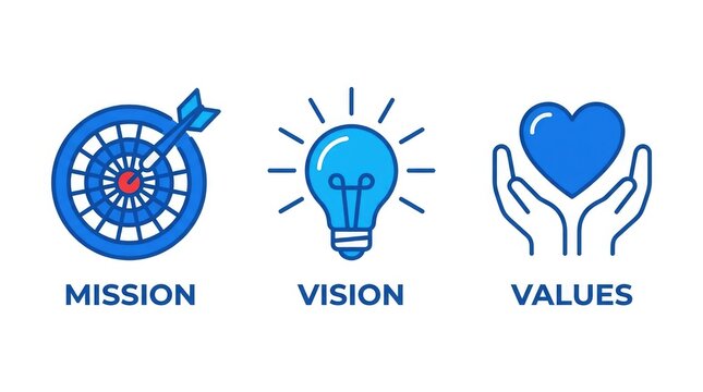 Mission vision and values icons