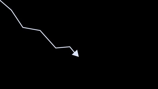 stock market graph, red arrow graph, Downward arrow or trend, Neon Red Futuristic Glow with alpha channel supported, Graph element for infographics and Negative or poor performance. Data Visualization