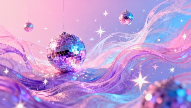 Disco balls and colorful light waves
