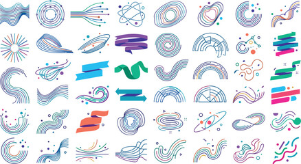Obraz premium Modern abstract vector contour line illustrations collection