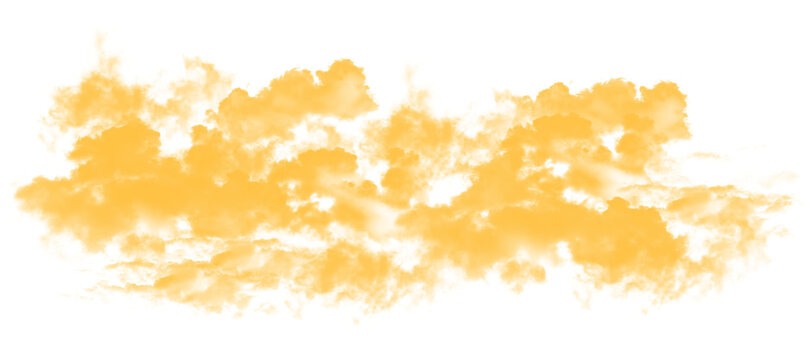golden vaporwave smoke cloud mass abstract atmospheric texture element isolated on transparent background for creative overlays and visual effects