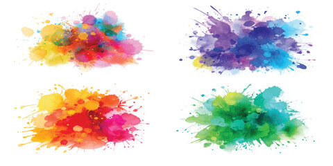Colorful watercolor ink splash set with artistic vector splatter design © JAFOR