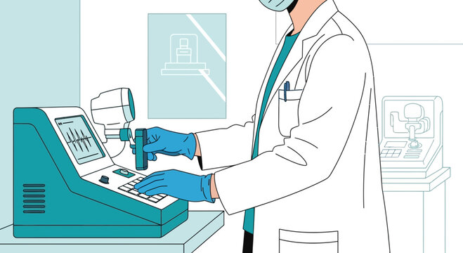 Scientist working with laboratory equipment, medical research, science concept