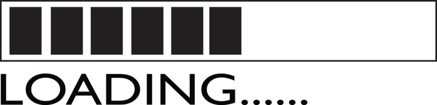 Simple loading bar graphic with LOADING text representing progress and waiting for digital processes isolated on white