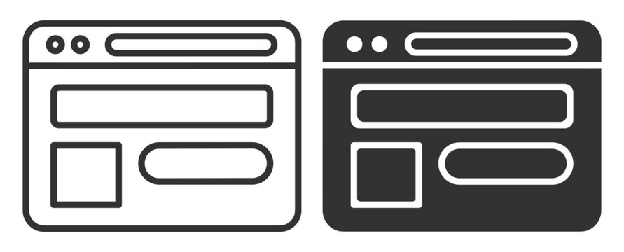web browser window icons user interface line filled design on transparent background