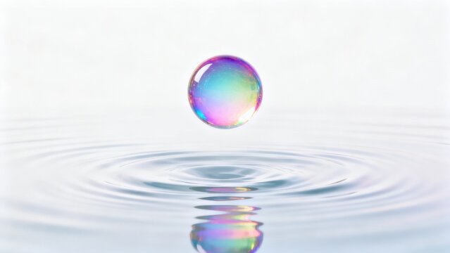 Colorful bubble on water surface