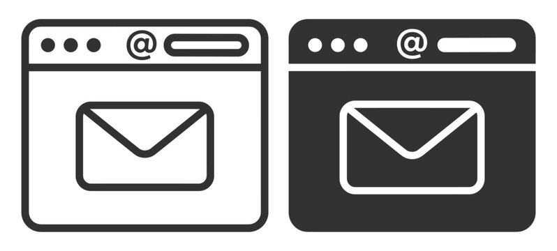 email browser window icon set with envelope symbol vector illustration on transparent background