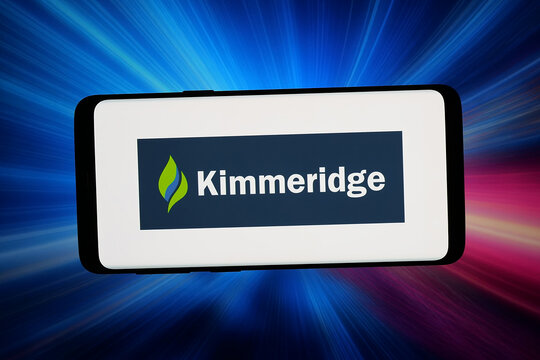 Stuttgart, Germany - 06-12-2026: In this photo illustration, the logo of company Kimmeridge Energy Management Co LLC is displayed on a smartphone in front of abstract background on computer screen.