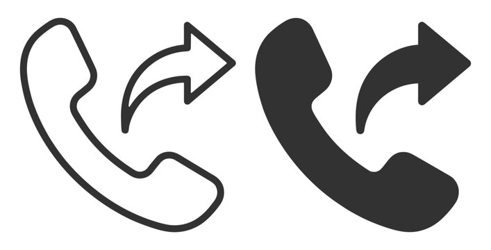 phone call forward icon set in line and solid style communication symbol on transparent background