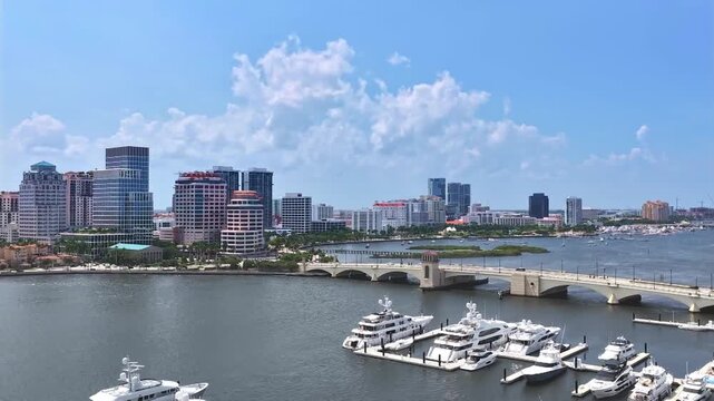 aerial hyperlapse video of Royal Park Bridge from West Palm Beach to Palm Beach Island