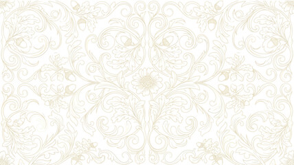 Fototapeta premium Elegant floral seamless pattern with acorns and oak leaves, vintage graphic element