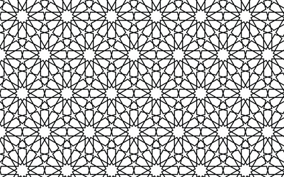 Historic Shajahan Islamic geometric mashrabiya pattern featuring interlocking rosette motifs in a seamless square vector repeat. Ideal for textiles, wallpaper, architectural screens, CNC panels etc