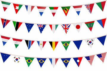 World flags pennant garland on a white background © Roni