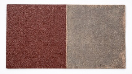 Fototapeta premium Sandpaper sheet comparison, one side pristine rough and the other worn smooth.