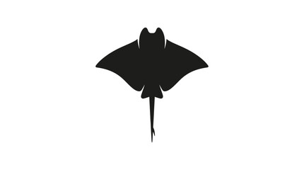 Black manta ray silhouette icon isolated on white. © edna
