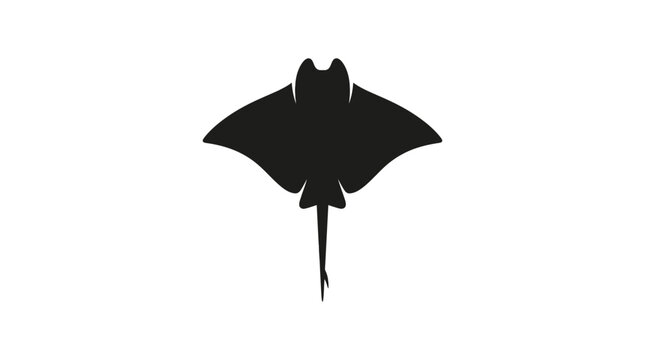 Black manta ray silhouette icon isolated on white.