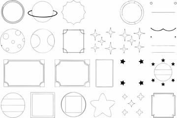 Celestial and geometric shapes black line vector illustration © Sanjoy