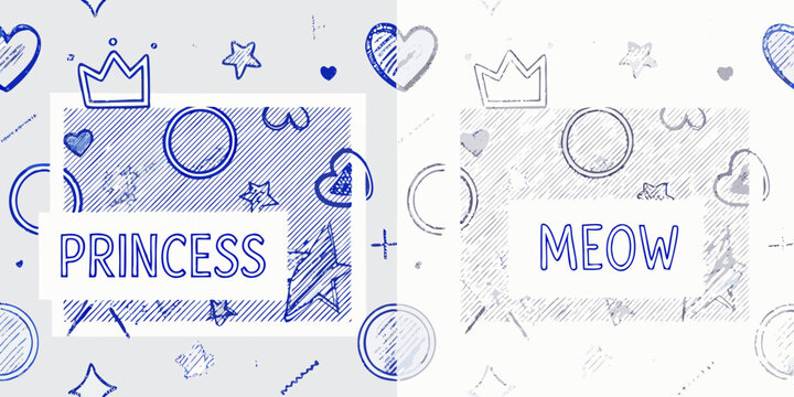 Floral ornament and handwritten text blue doodle style background