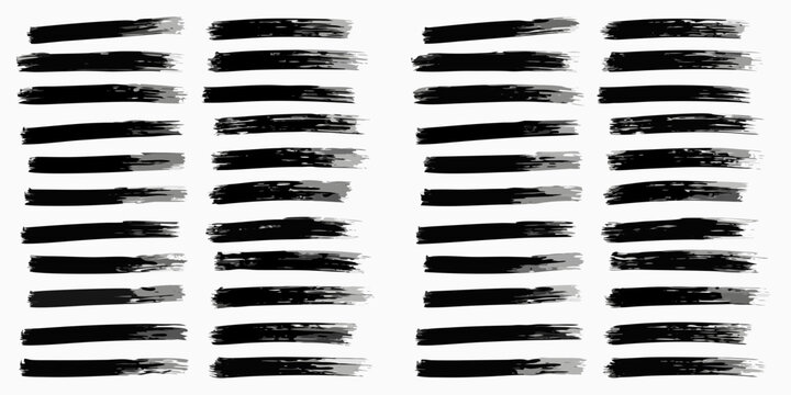 Black Dry Brush Strokes Horizontal Pattern On White Background