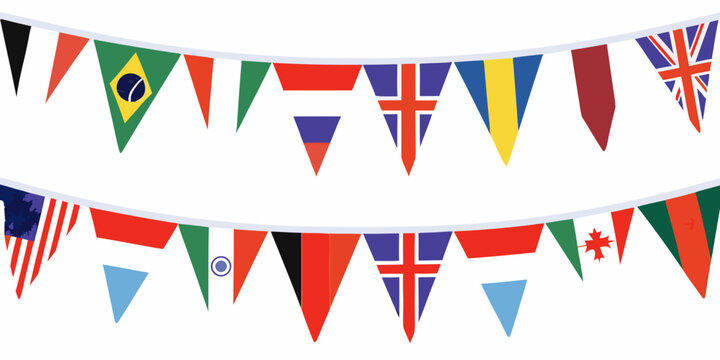Triangular Flag Banner Garland On White Background Vector Illustration