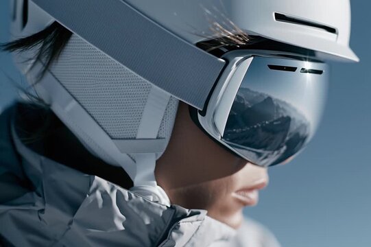 mirrored ski goggles, AI generated video