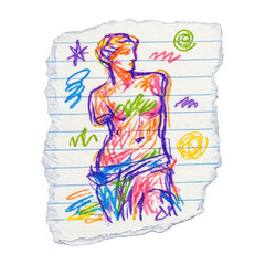 Naklejka premium PNG Colorful sketch of statue