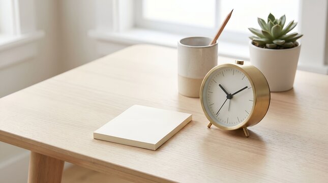 Forgetting Day, Reminder on Desk with Clock and Sticky Notes