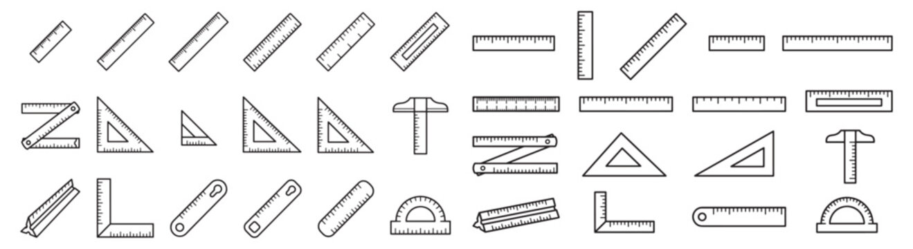 Ruler and Measuring Tools Icon Set &mdash; Line Art Vector Icons for Design, Education, Drafting, and Carpentry