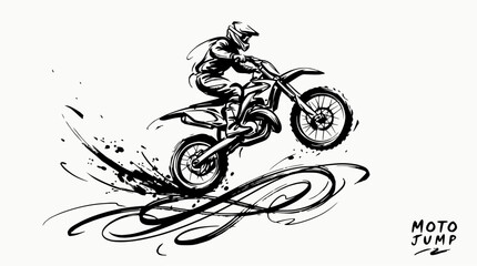 Dynamic motocross bike jumping with dirt splash effect. © gerrymurniawan