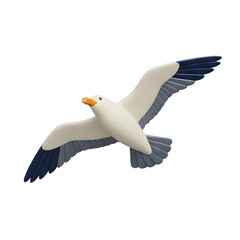 Fototapeta premium 3D render of a seagull flying with wings spread