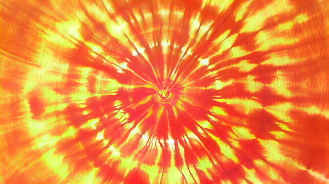 Abstract tie dye pattern with vibrant pastel and neon colors in a radial burst design, creating a psychedelic artistic background with textured fabric effect.