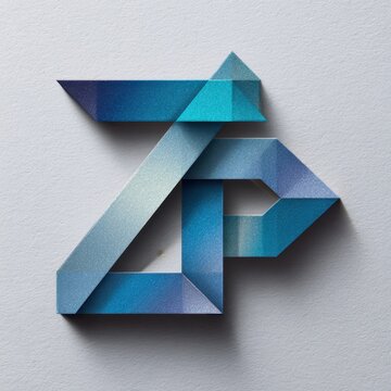 Minimalist Z and P initials logo with bold lines and gradient metallic finish