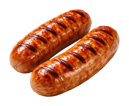 PNG Grilled sausages with char marks.